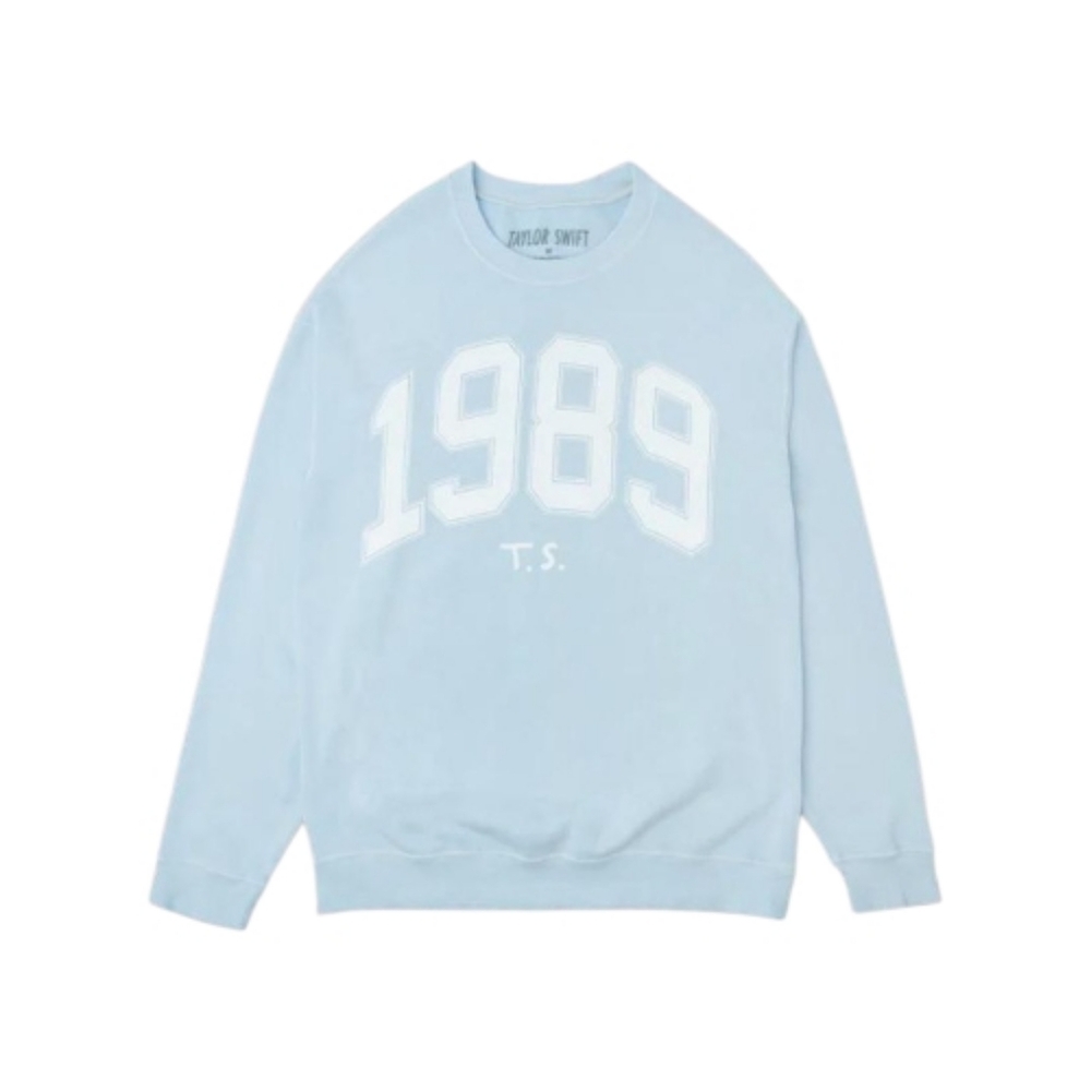 TAYLOR SWIFT 1989 spellout varsity style crew neck blue‎ sweatshirt sweater S